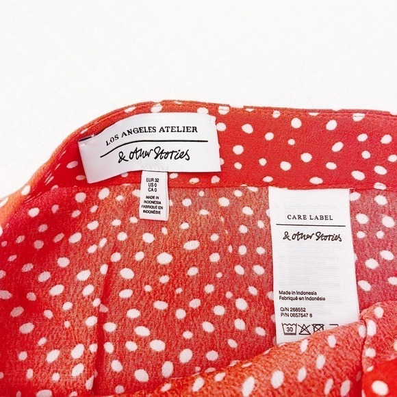 & Other Stories Orange & White Polka Dot Full Skit SZ0 - Picture 4 of 6